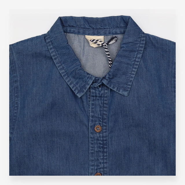 Romper Blue Denim with Collar and Buttons