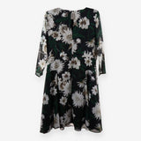 Aurelie Dark Floral Chiffon A‑Line Midi Dress