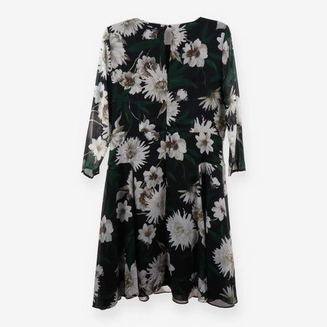 Aurelie Dark Floral Chiffon A‑Line Midi Dress