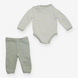 Knit Bodysuit Sage and White Stripes with Leggings