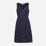 Dress Jersey Sleeveless V Neck Polka Dot