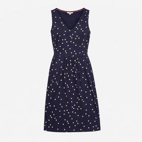 Dress Jersey Sleeveless V Neck Polka Dot
