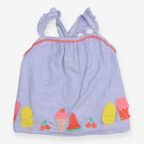 Strappy tunic blue ice lollies appliqued