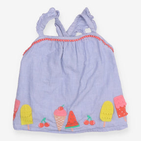 Strappy tunic blue ice lollies appliqued
