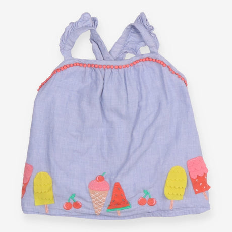 Strappy tunic blue ice lollies appliqued