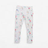 White flamingo print stretchy jeans