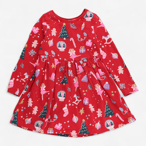 Red Christmas Dress Ballerina in Snowglobe