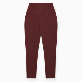 High Waisted Leggings Stretch Cotton Burgundy