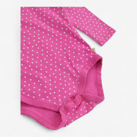 Bodysuit long sleeve roll neck pink with white dot