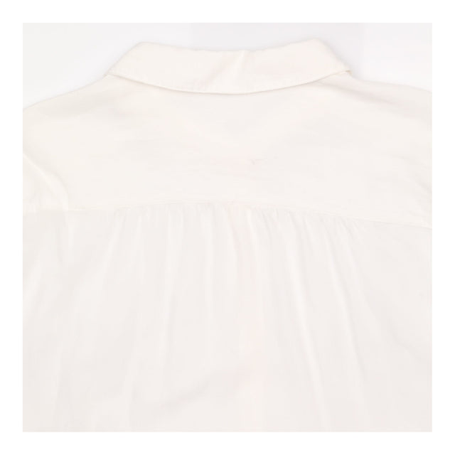 White Viscose Cotton Gathered Long Sleeve Shirt