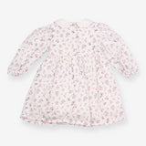 Dress white pink smocking LS small flowers