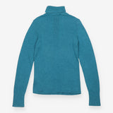 Roll Neck Jumper Ribbed Teal Wool Blend