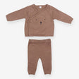 Outfit brown knit wrap top LS bear face leggings