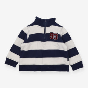 Sweater Jersey Blue White Stripe quarter zip