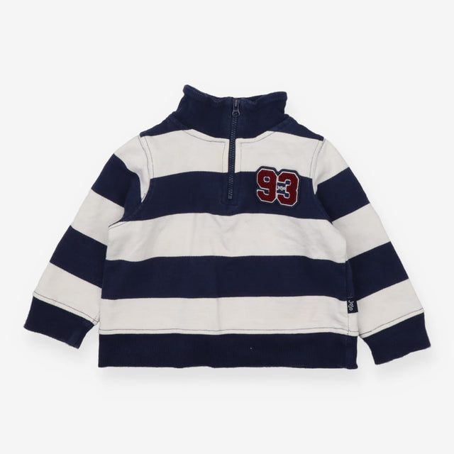 Sweater Jersey Blue White Stripe quarter zip