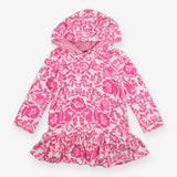 Towel poncho pink seahorses