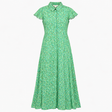 Green Printed Maxi Shirt Dress Short Sleeve
