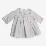 Dress grey silver thread embroidery