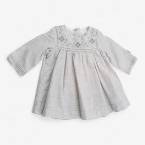 Dress grey silver thread embroidery
