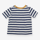 T-shirt navy and white stripe with yellow collar