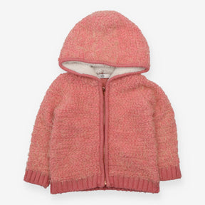 Hooded Cardigan Pink and Yellow Fluffy