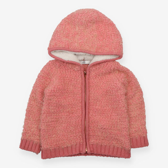 Hooded Cardigan Pink and Yellow Fluffy
