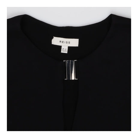 Reiss Black Long‑Sleeve Blouse – Silver Hardware C