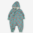 Fleece Lined Pramsuit Light Blue with Foxes