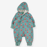 Fleece Lined Pramsuit Light Blue with Foxes