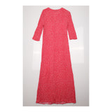 Dress Red White Ditsy Floral Button Front Long Sle