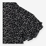 Black Short Sleeve Frill Shirt Scatter Star Print