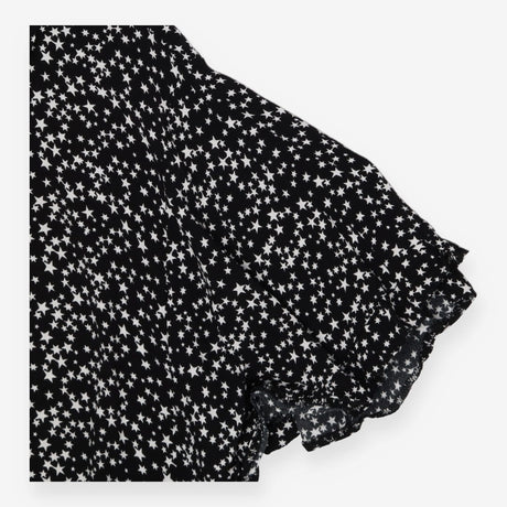 Black Short Sleeve Frill Shirt Scatter Star Print