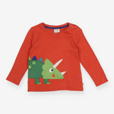 Tee Orange with Green Triceraptops Applique