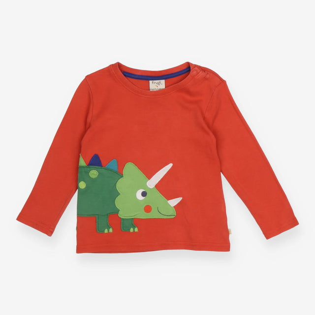 Tee Orange with Green Triceraptops Applique