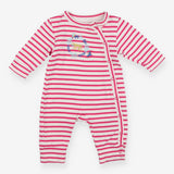 Pink stripe sleepsuit with sleeping leopard