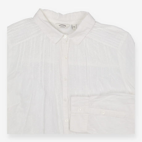 White Pintuck Pleat Blouse – Dobby Texture, Button