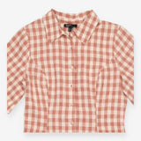 Pink Terracotta Gingham Short Sleeve Shirt Dress