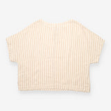 Linen Top Natural Beige White Stripe Relaxed Short