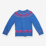 Cardigan blue pink fairisle elephants wood buttons