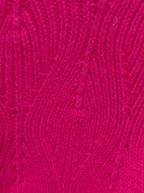 Cable Knit Boat Neck Jumper Hot Pink