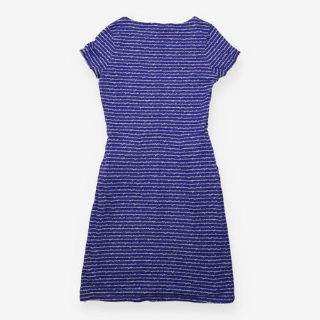 Jersey Dress Blue Script Print Short Sleeve Pocket