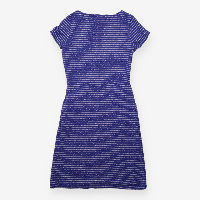 Jersey Dress Blue Script Print Short Sleeve Pocket