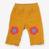 Trousers reversible yellow cord flower knees flora