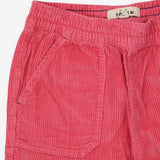 Bright pink ribbed cord trousers