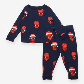 Festive Spiderman Navy Fleece Pyjamas