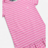 Jersey dress pink with stripes sail boat logo