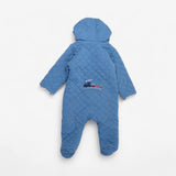 Quilted Pramsuit Blue Train