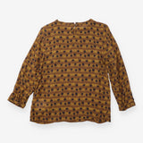 Brown Ochre Patterned 100% Viscose Long Sleeve Top