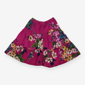 Fushia cord floral tiered skirt