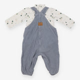 Dungaree Set Blue Teddy Cord with Bodysuit White B